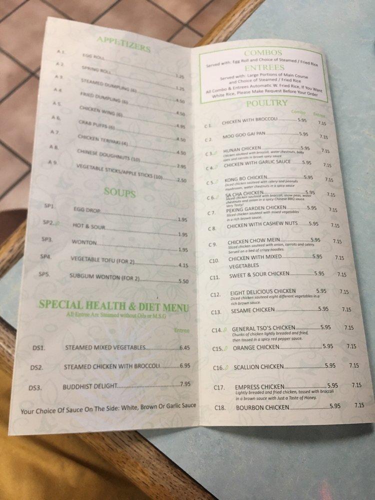 Menu at Peking Garden Restaurant, Gastonia