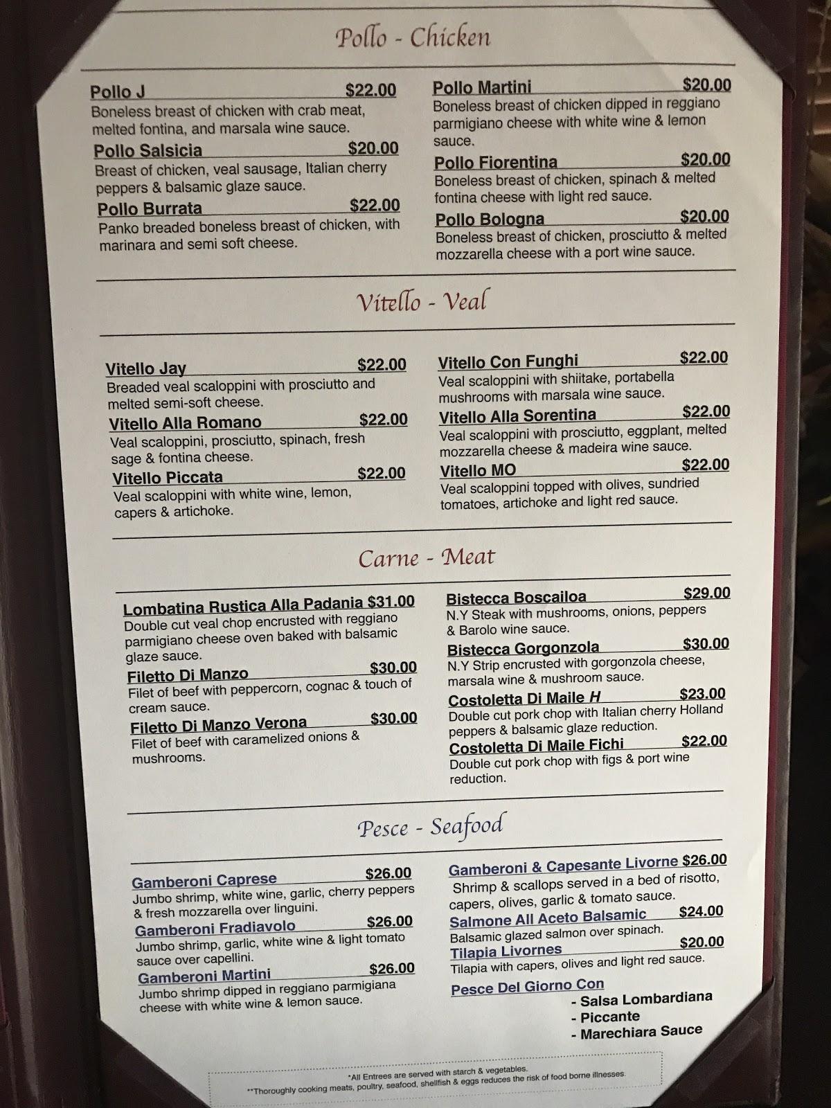 Menu at Della Francesca restaurant, Danbury, 46 Mill Plain Rd