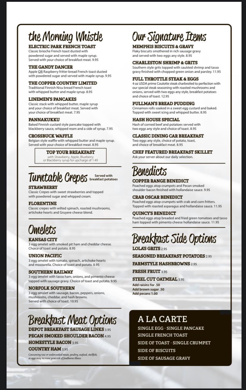 Menu at Copper Range Depot Family Restaurant, Houghton