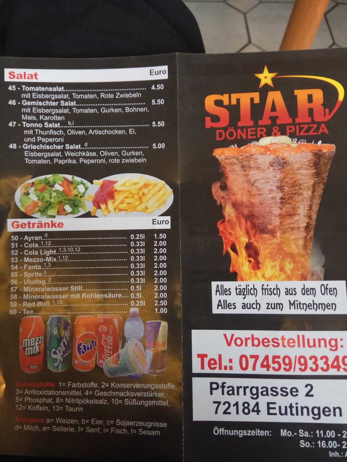 Speisekarte von Star Döner & Pizza, Eutingen im Gäu