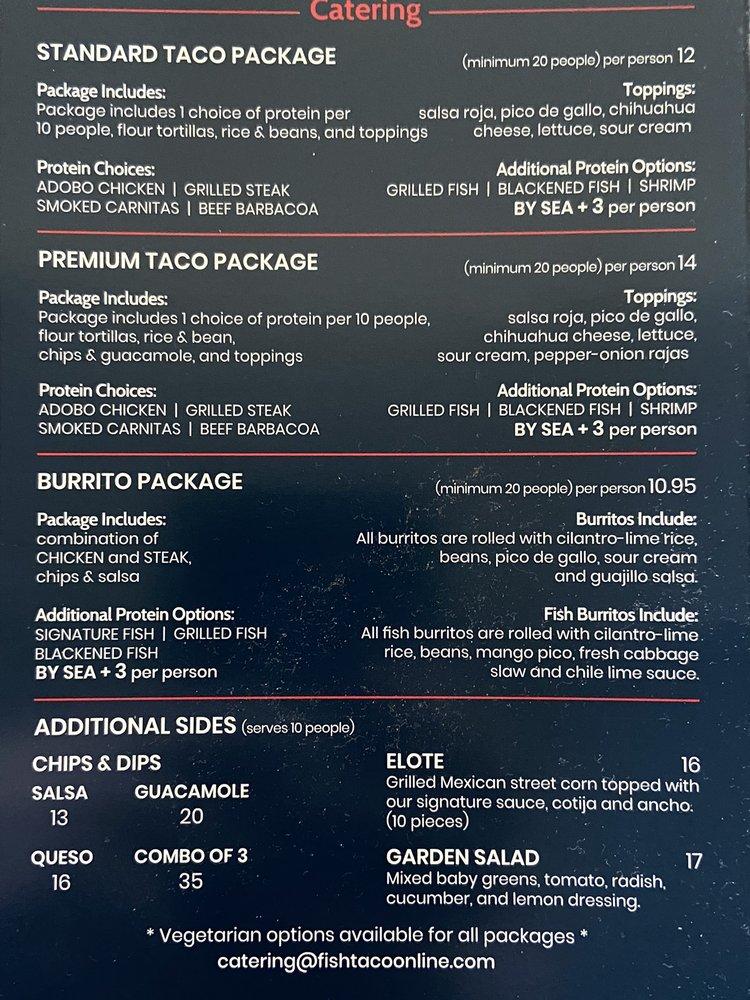 Menu at Fish Taco Tysons restaurant, Tysons