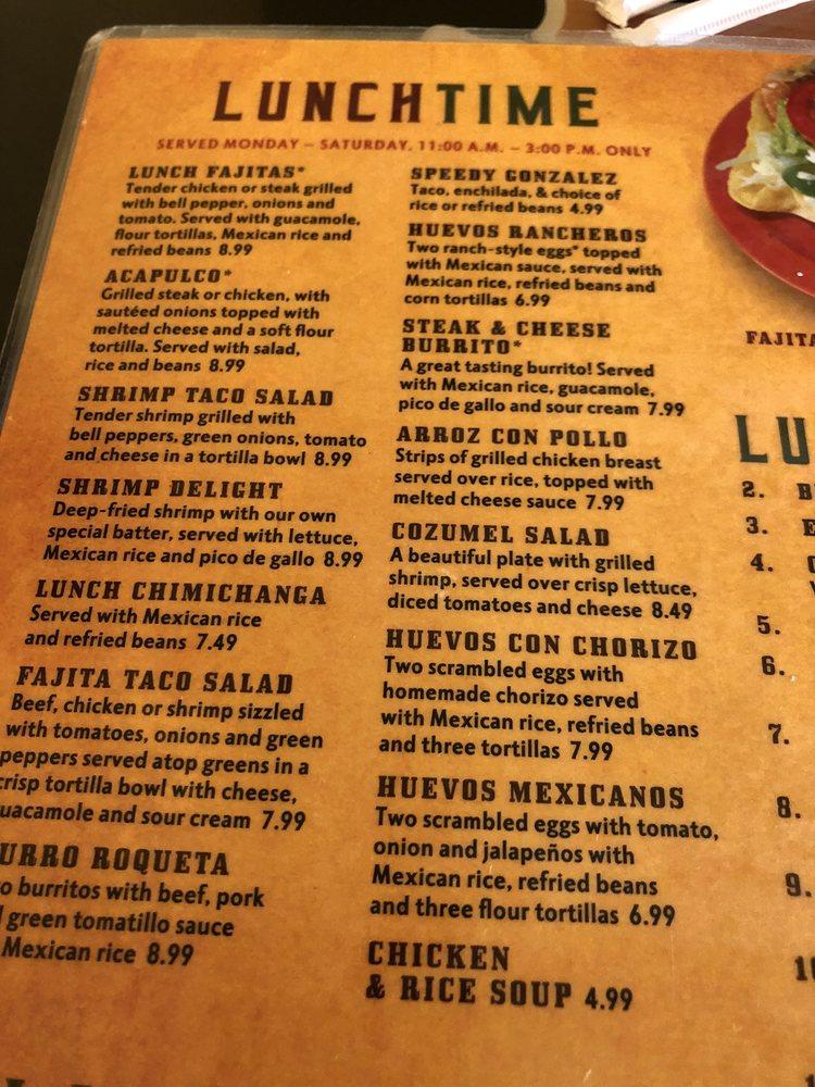 Menu at El Bronco North restaurant, Richmond
