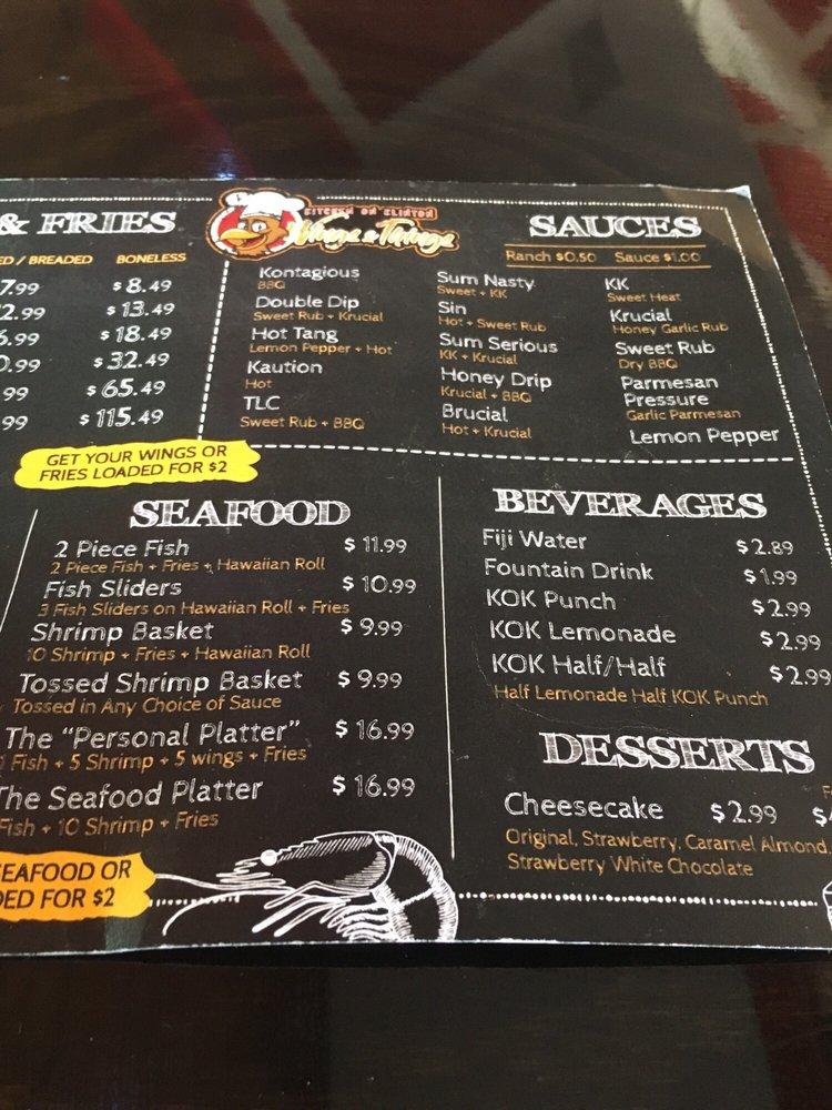 Menu at KOK Wings & Things desserts, Lafayette, 405 E University Ave