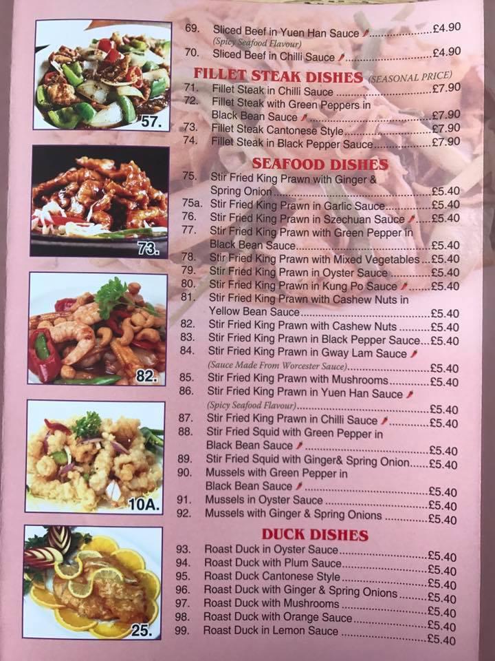 Menu at Golden Dragon restaurant, Risca