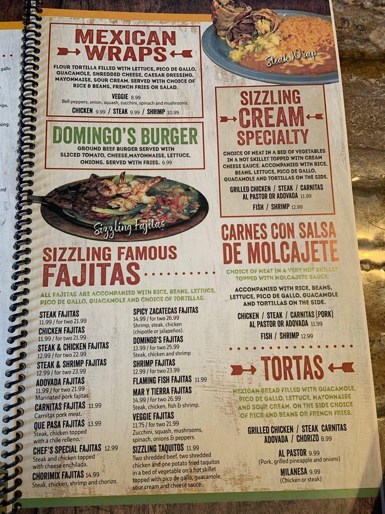 Menu at Domingos Mexican & Seafood Restaurant, Mocksville