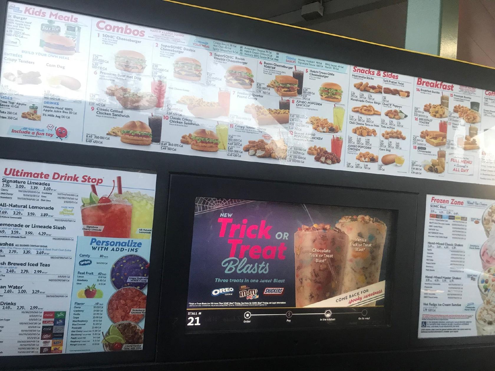 Menu At Sonic Drive In Fast Food Flagstaff E Butler Ave