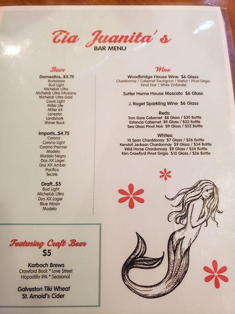 Menu at Tia Juanita s Fish Camp restaurant Beaumont Calder Ave