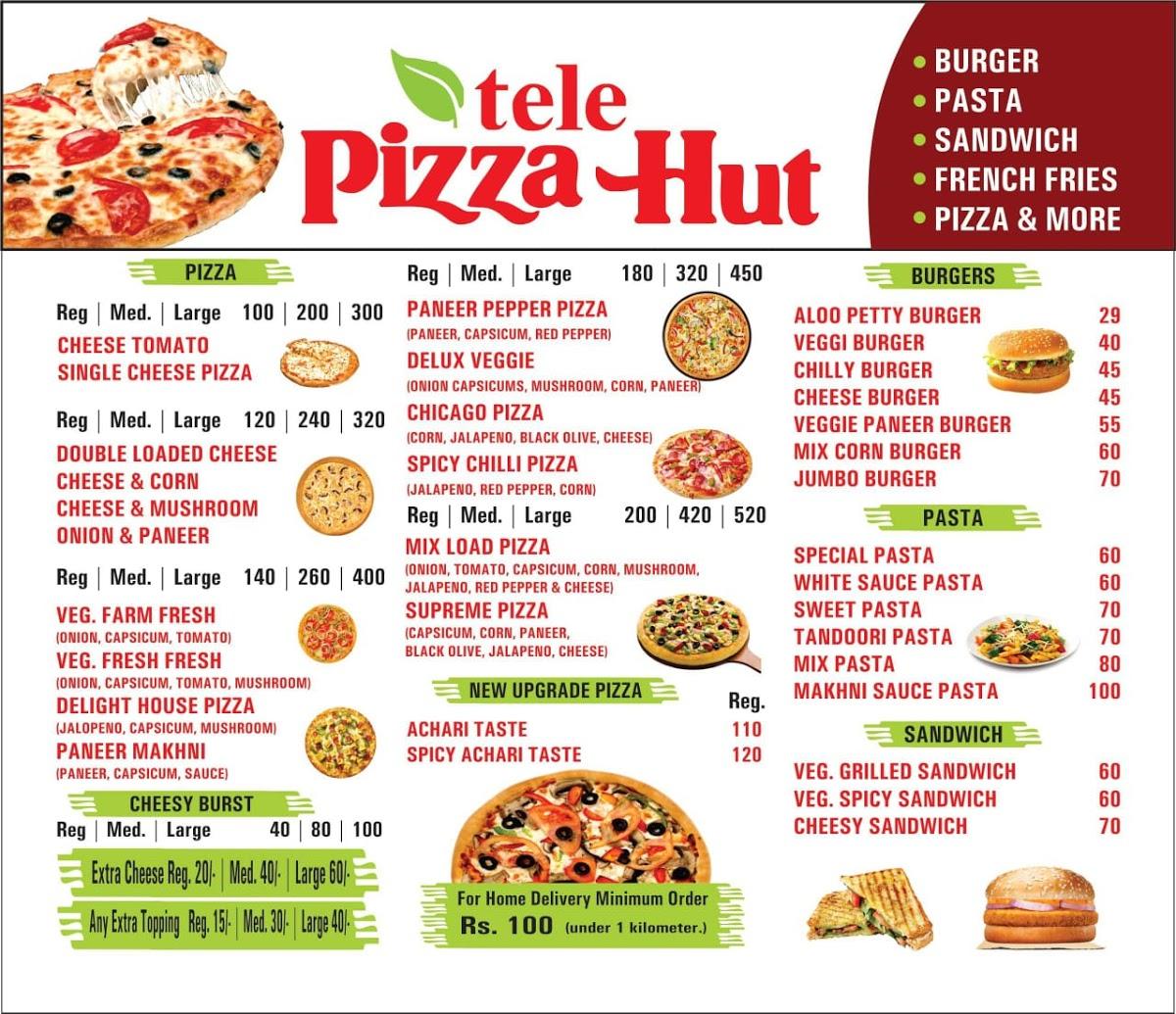 Menu at tele pizza hut, Garhshankar