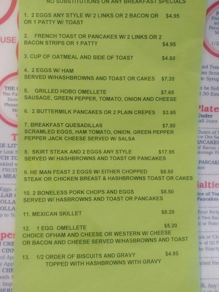 Menu at Nikarry's Restaurant, Aurora