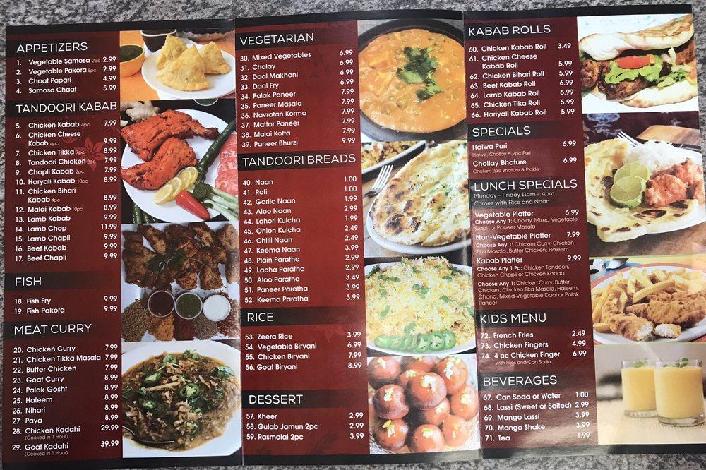 Menu at Tandoori Kabab restaurant, Voorhees Township