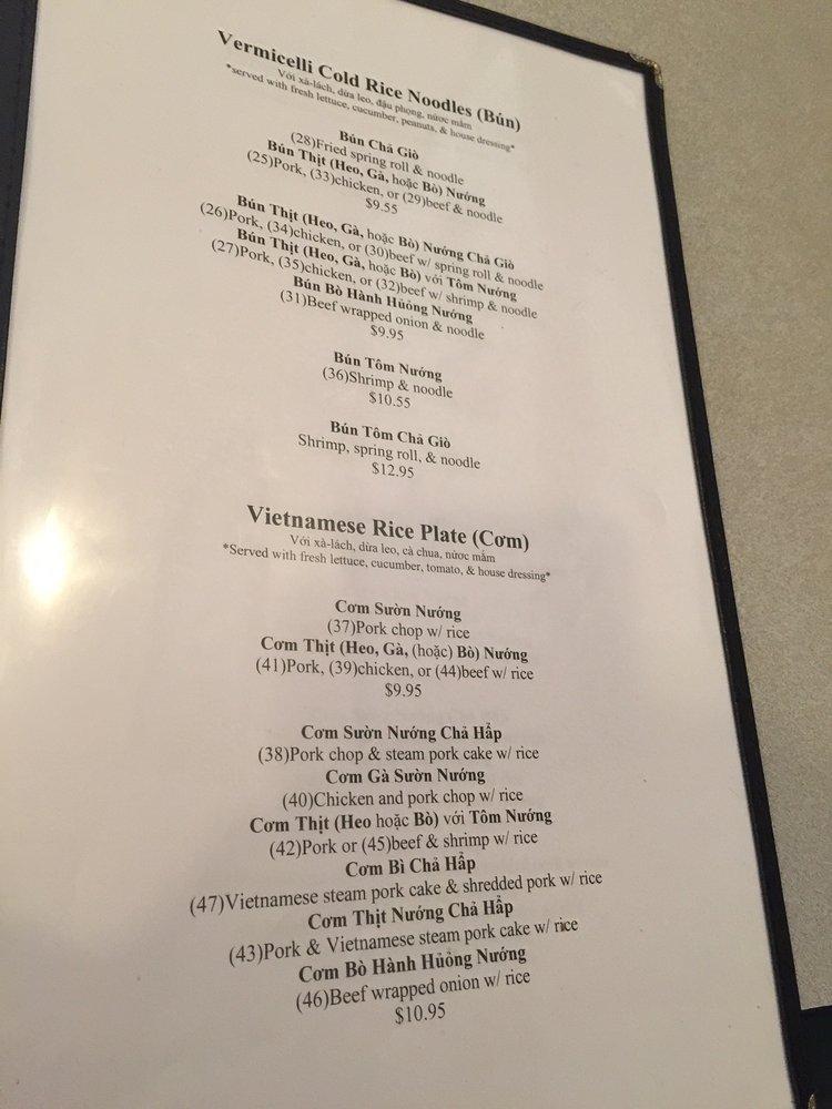 Menu at Hilo Rice Noodle Soup restaurant, Hilo