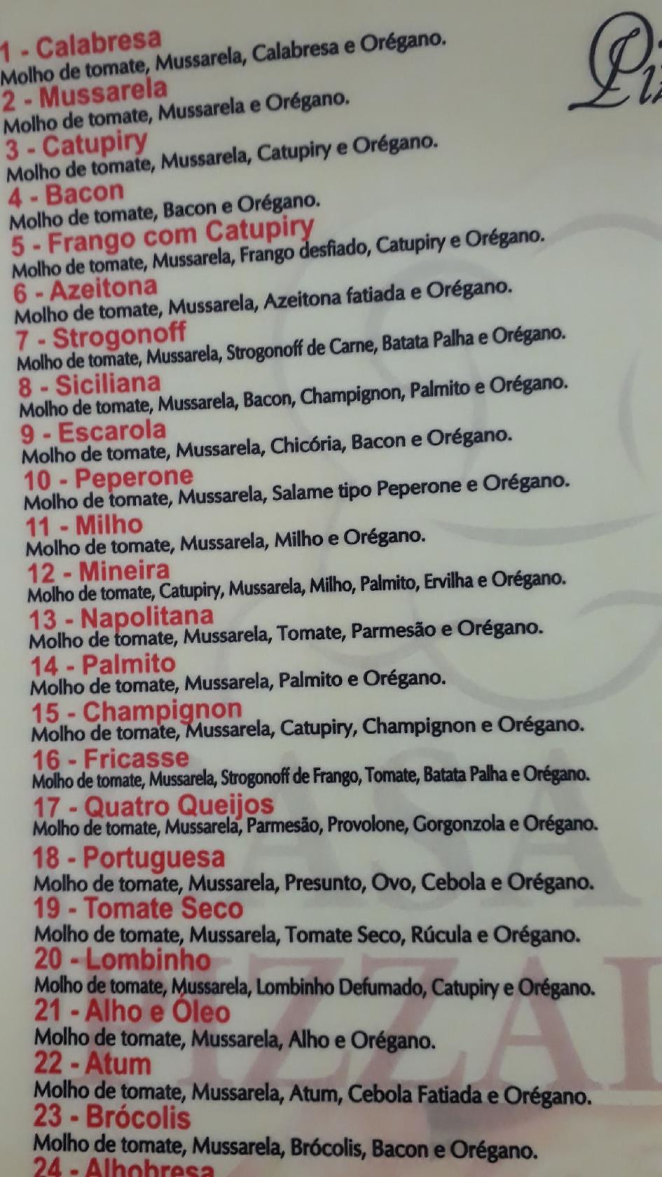 Casa do Pizzaiolo Matriz cardápio