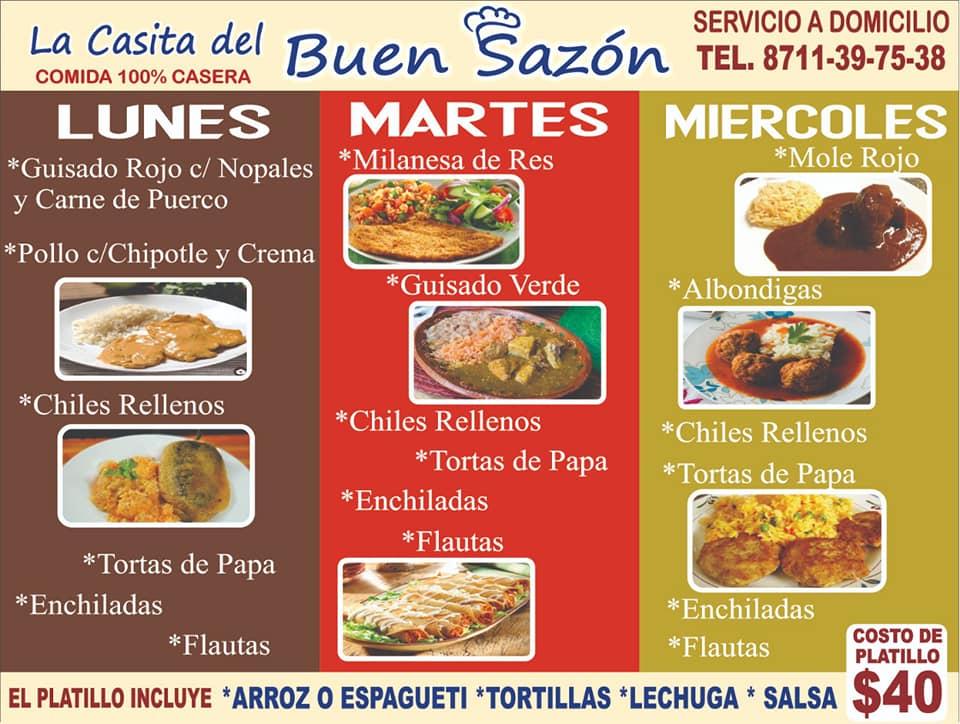 Menu at La Casita del Buen Sazón restaurant, Torreón