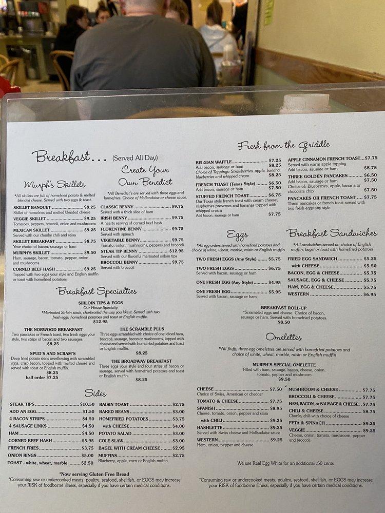 Menu at Murph's Place restaurant, Norwood