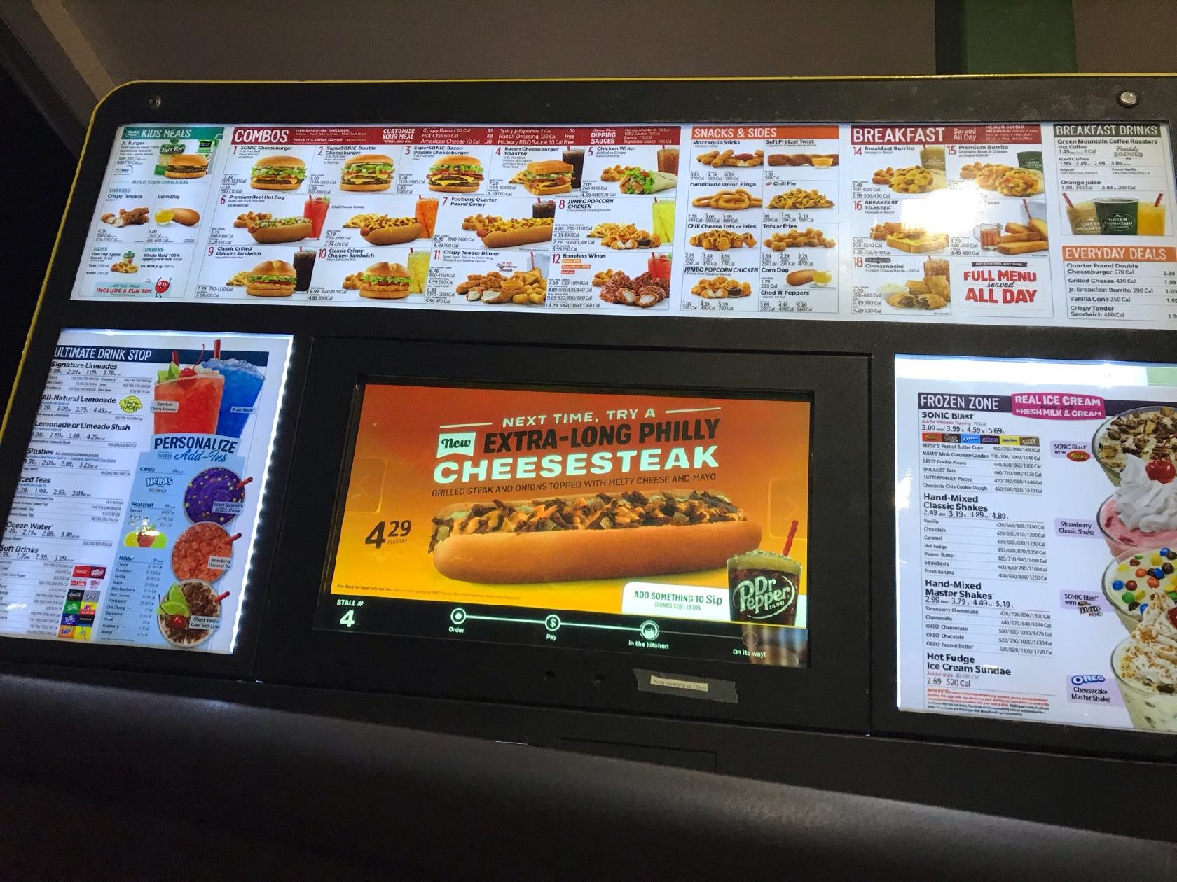 Sonic Drive-In, Menu