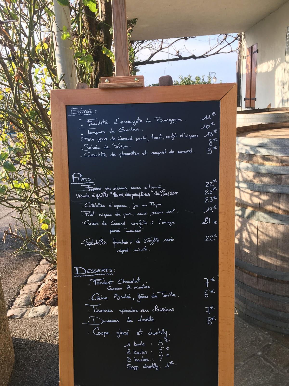 Menu au Chez Lorette pub et bar, Ballaison
