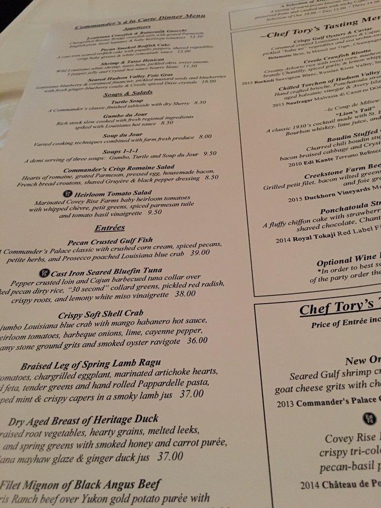 Menu At Commanders Palace Pub And Bar New Orleans 