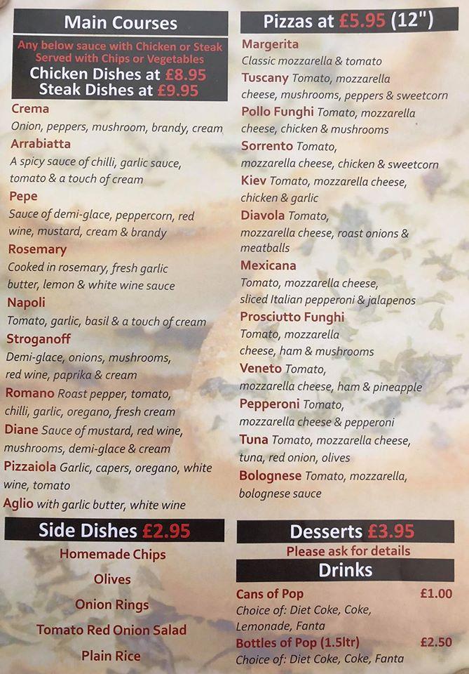 Menu at Roma Delivery pizzeria, Sunderland