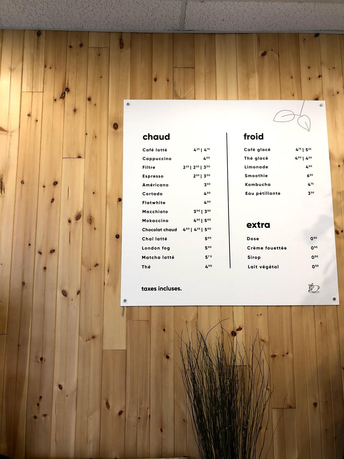 Menu au Café La Petite Voisine, SaintJérôme