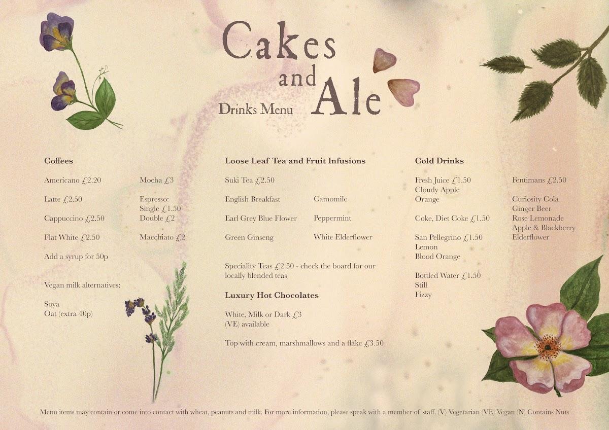 Menu at Cakes & Ale cafe, Carlisle