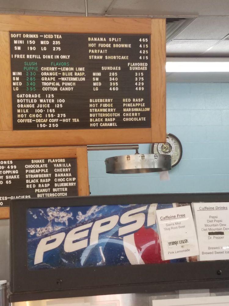 Menu at Fillmore's Dairy Hut restaurant, Florence