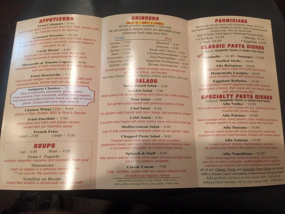 Menu at Nino's Pizzeria, Montville