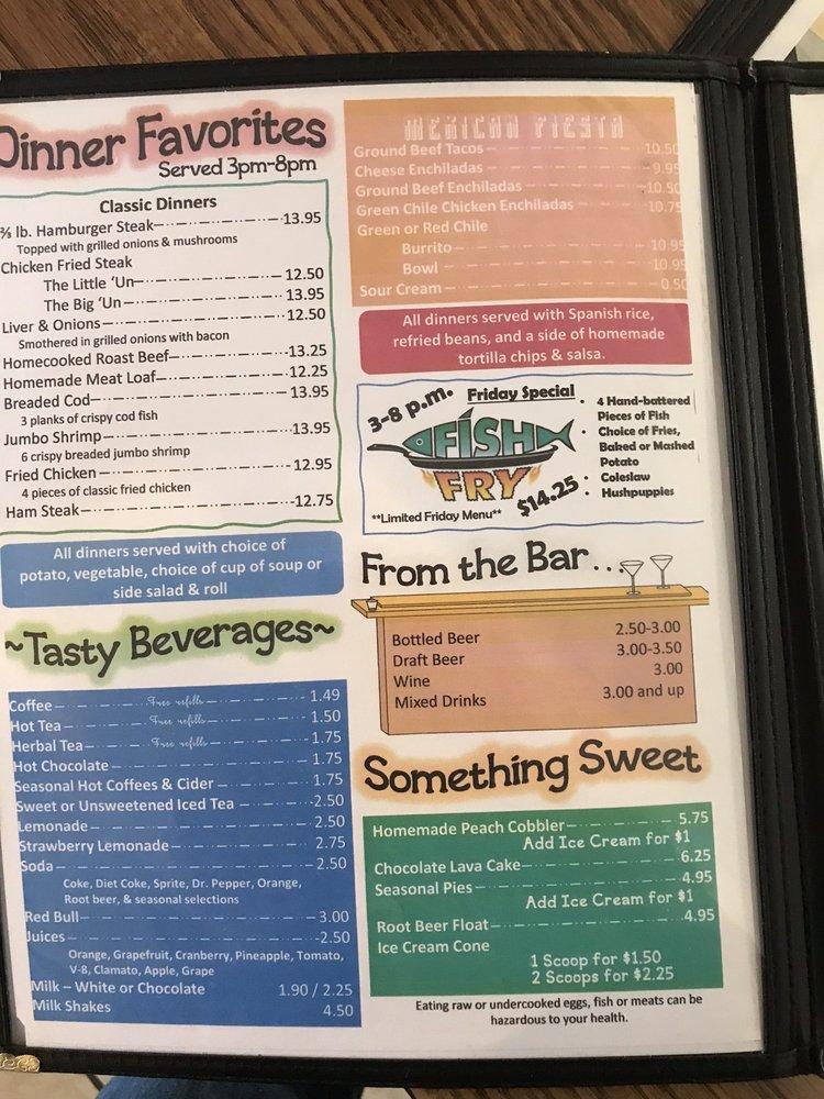 Menu at Stanford Inn cafe & bar, Salome