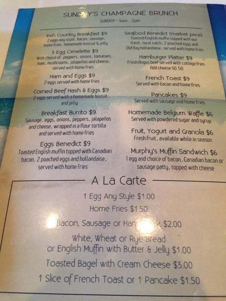Menu at Murphy’s Irish Pub, Virginia Beach