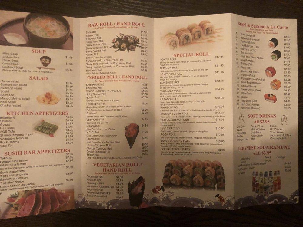 Menu at Toki Japanese Steakhouse, Lebanon