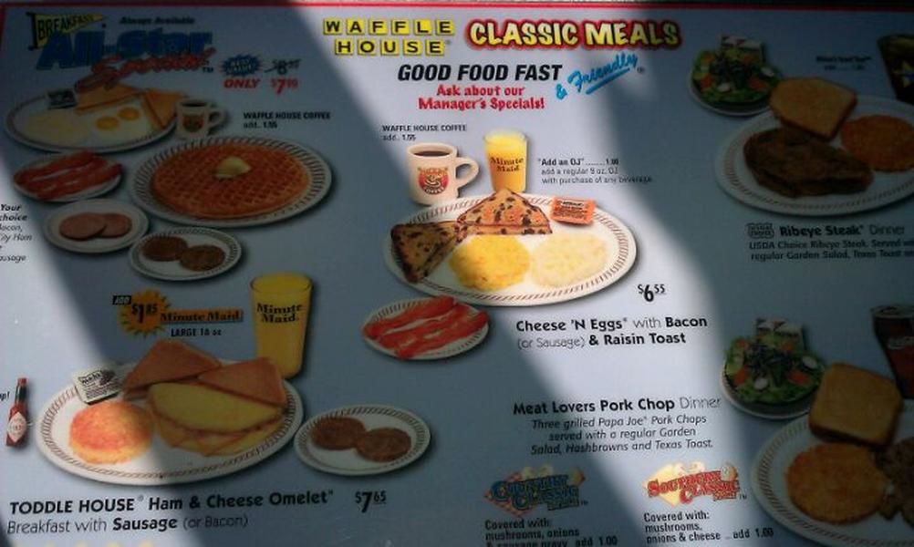 Menu at Waffle House restaurant, Bowling Green