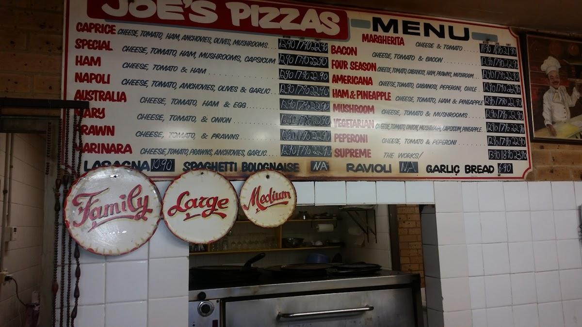 Menu at Joe's Pizza Parlour pizzeria, Gosford