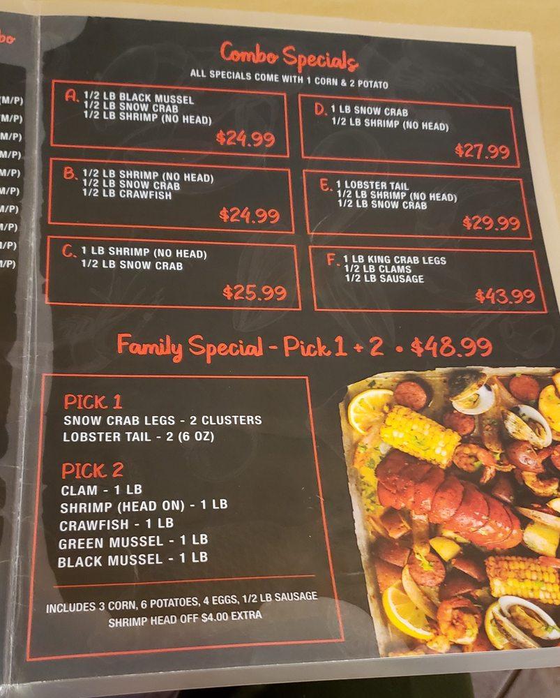 Menu at KingCrab Juicy Seafood restaurant, Blasdell
