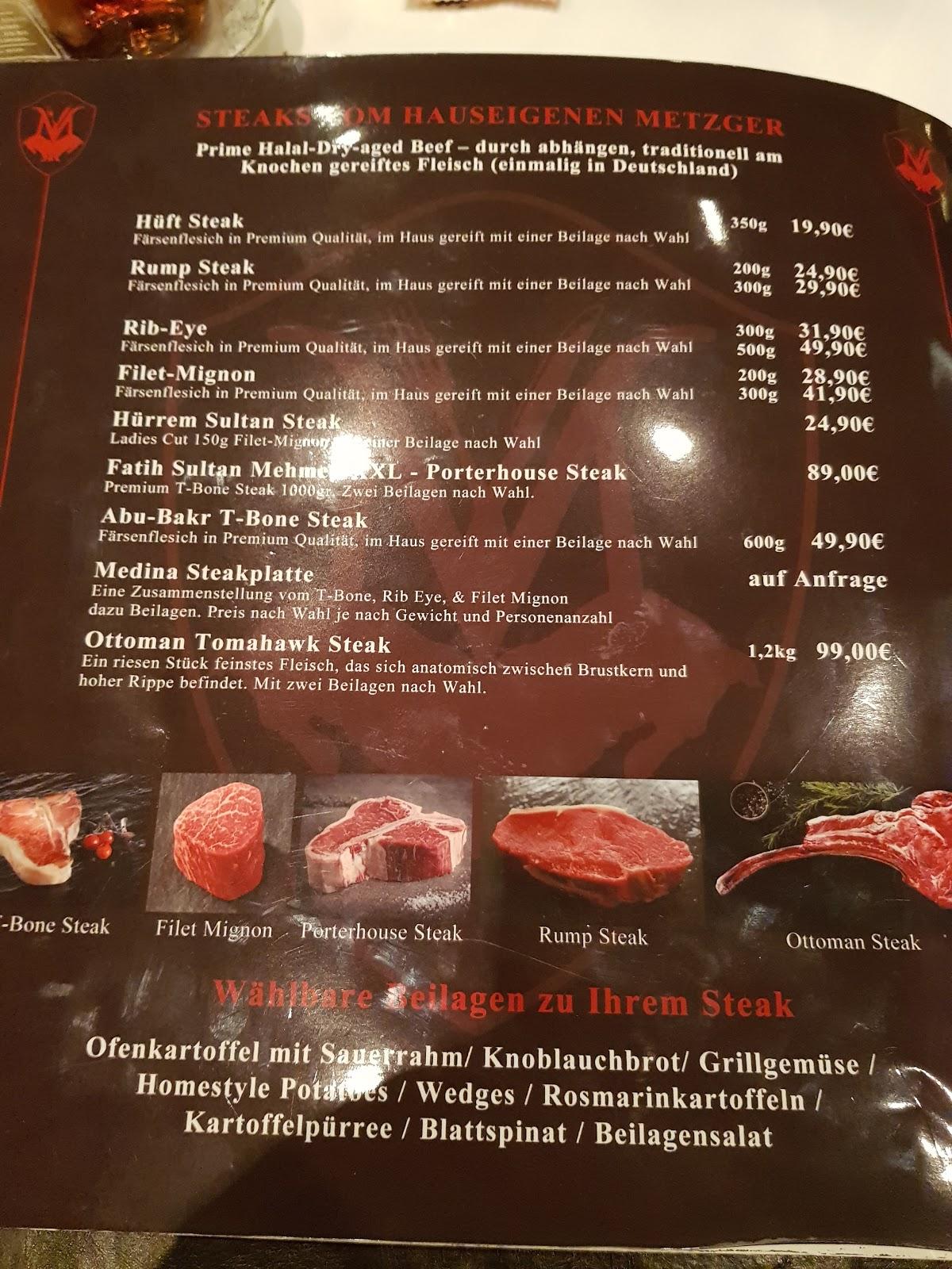 Speisekarte von YA’ MEDINA Steaks&More Halal Steakhouse Frankfurt