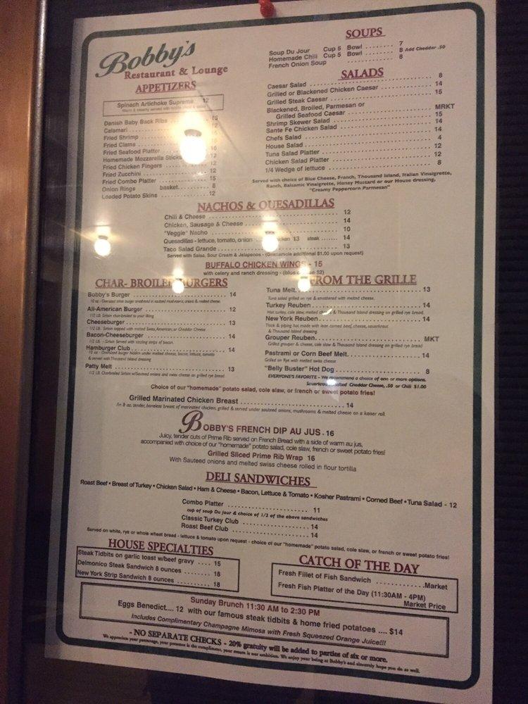 Menu at Bobby's Restaurant & Lounge, Vero Beach