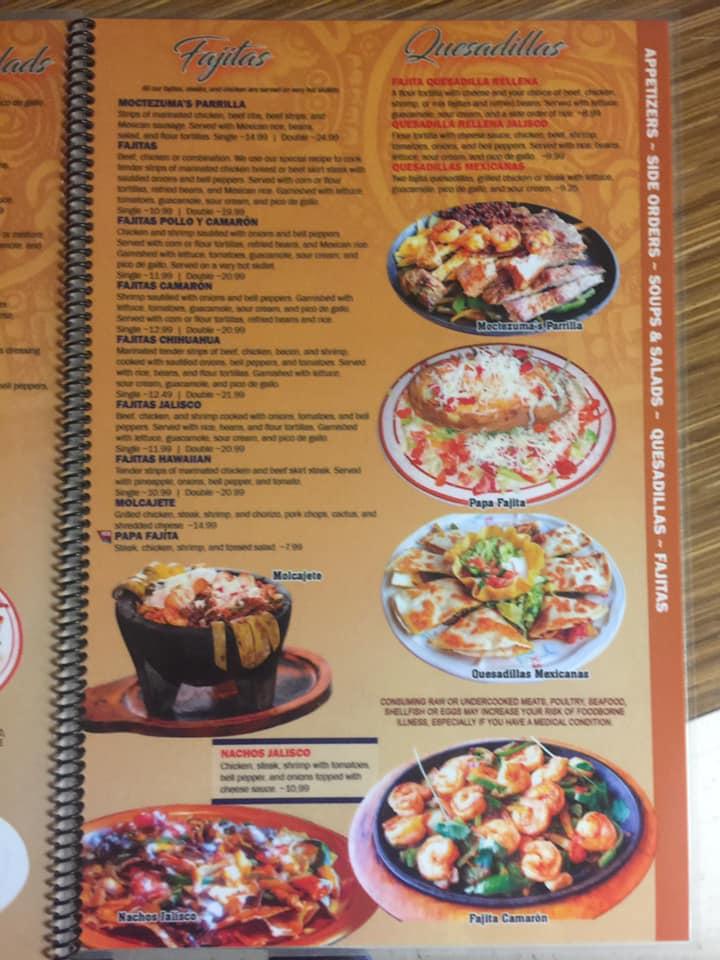 Menu at Moctezuma Grill 2 restaurant, Wynne