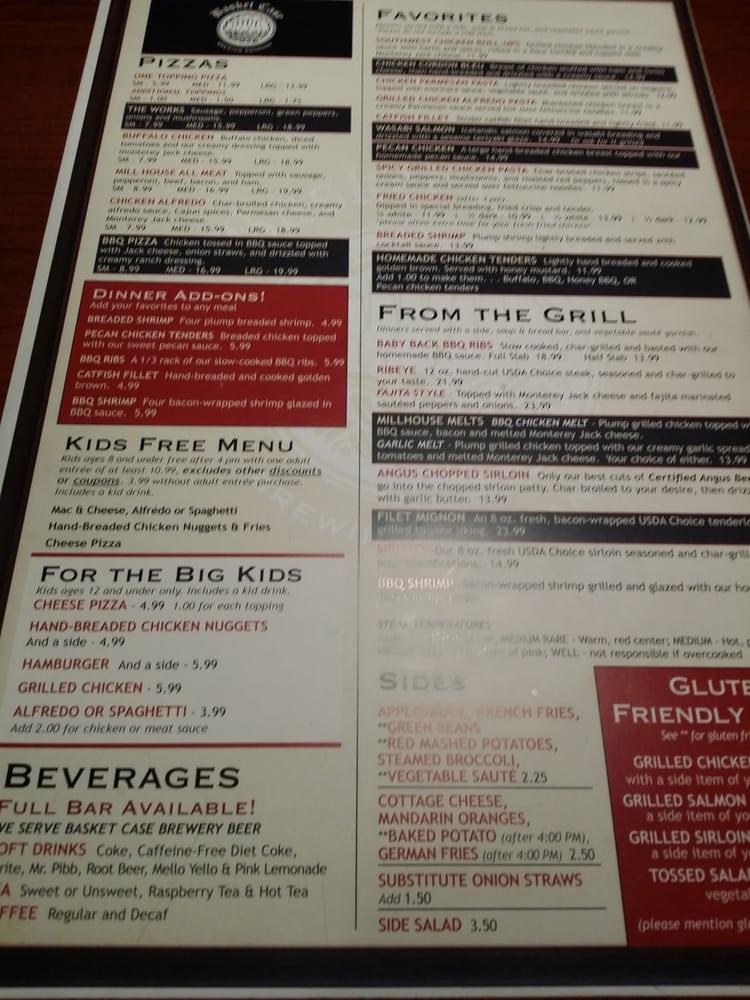 Menu at The Mill House Restaurant, Jasper