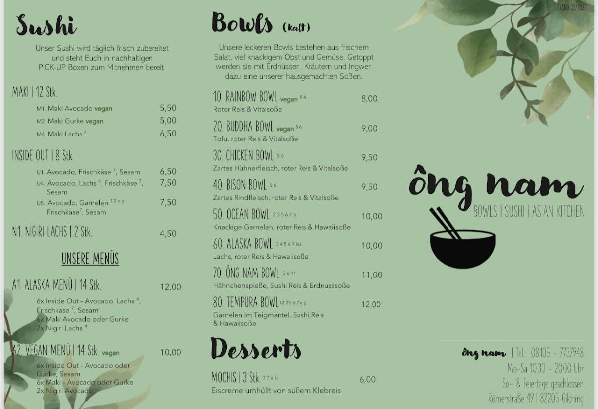Speisekarte von Ông Nam pub & Bar, Gilching