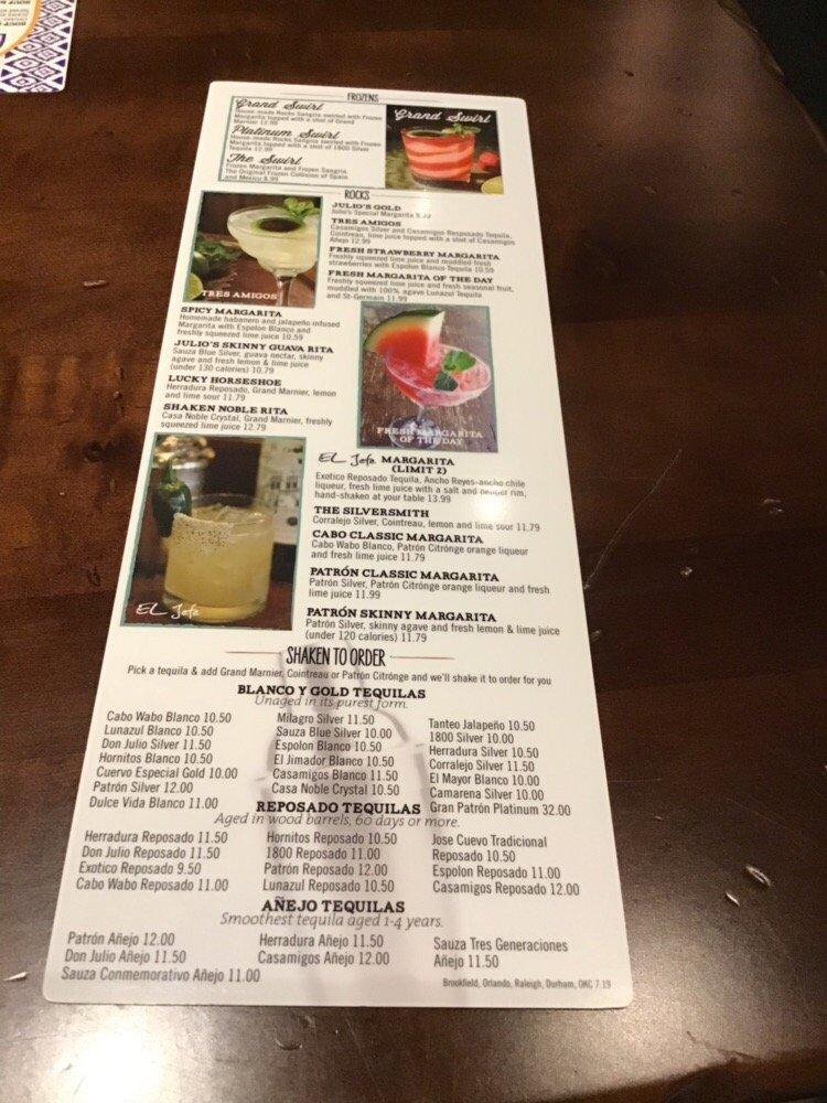 Menu at Don Julio Mexican Restaurant, Wake Forest