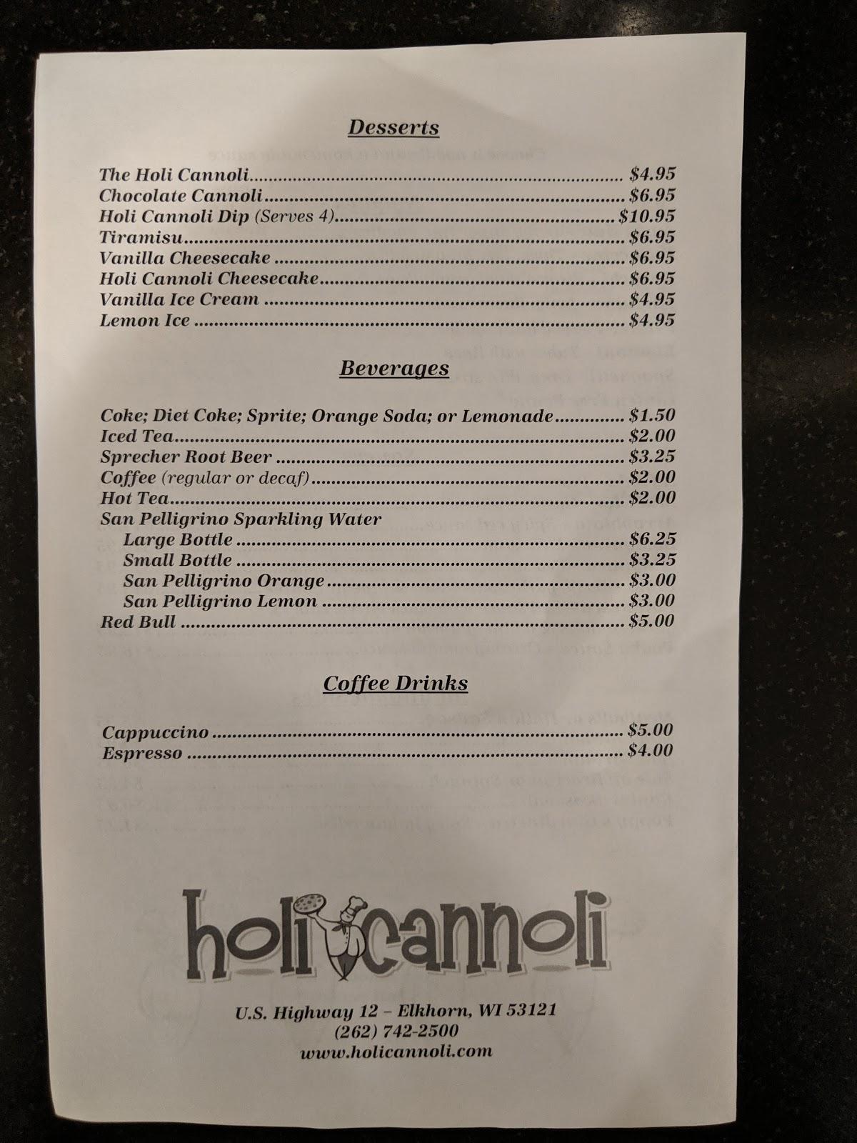 holi cannoli restaurant elkhorn wisconsin