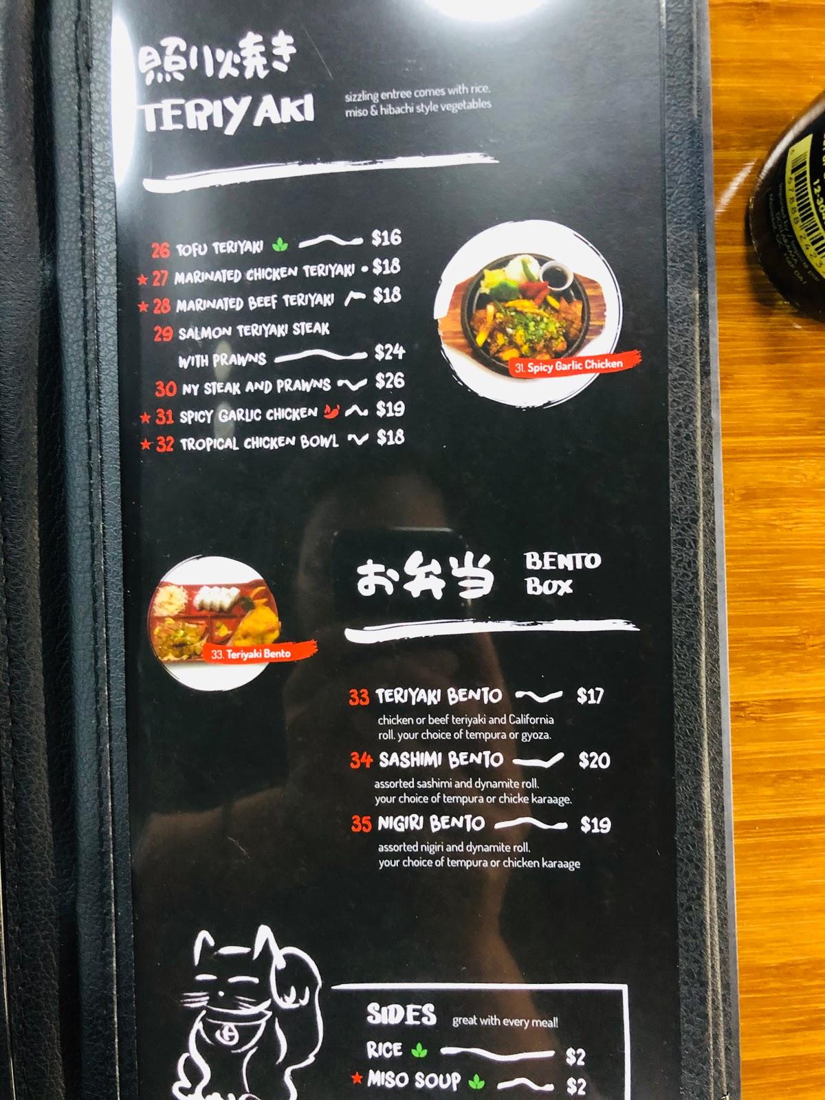 Menu at Neko Sushi restaurant, Edson