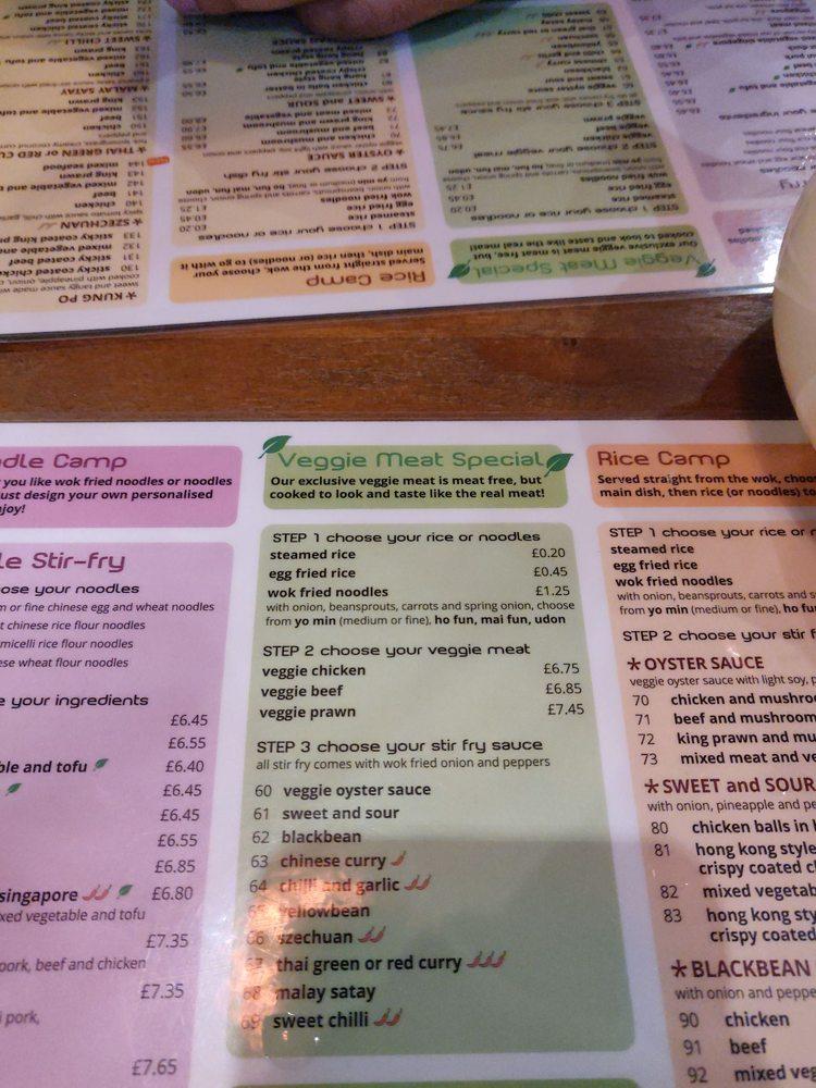 Menu at Noodle Camp restaurant, Salisbury