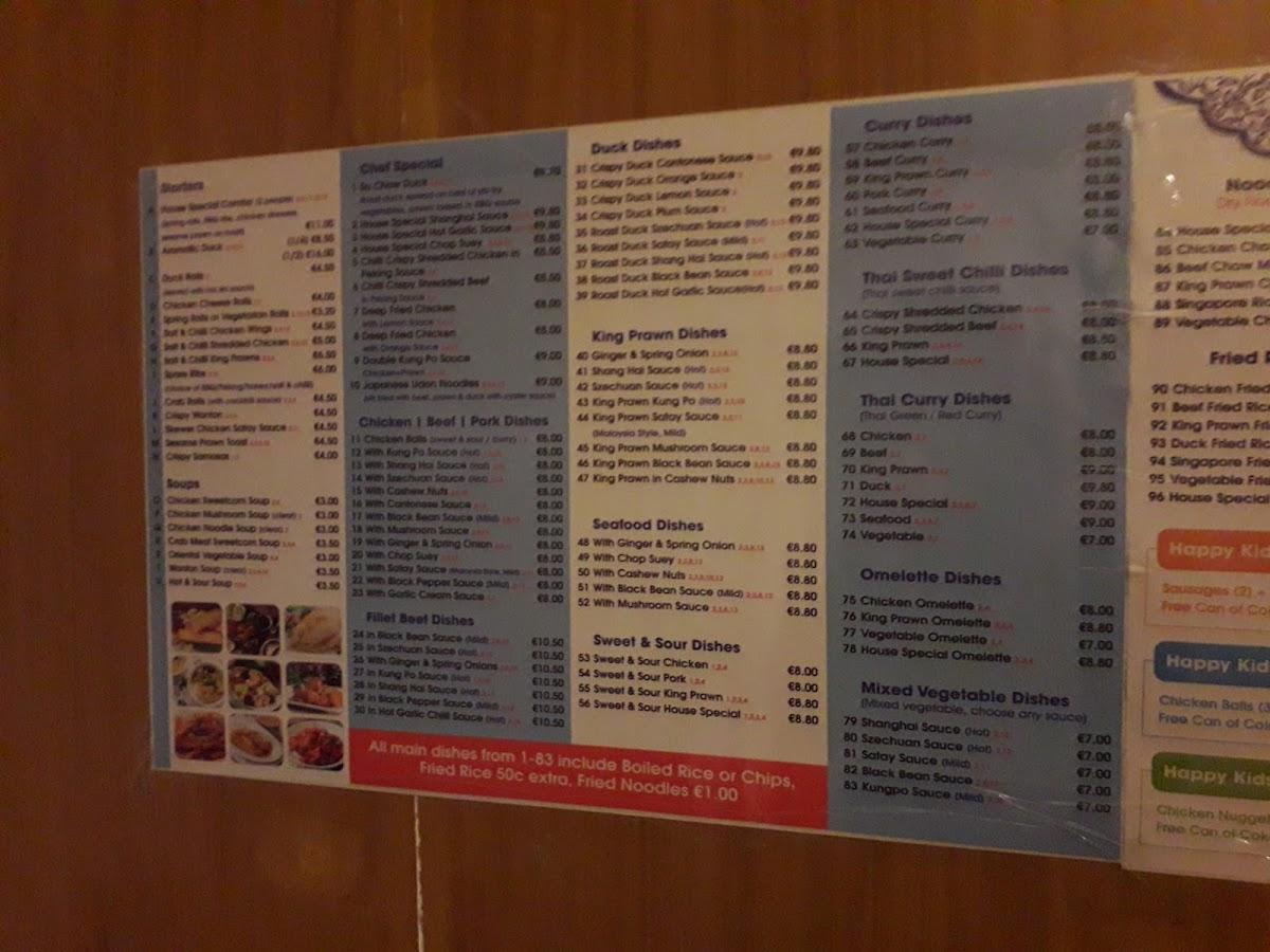 Menu at Oriental Kitchen restaurant, Mountbellew