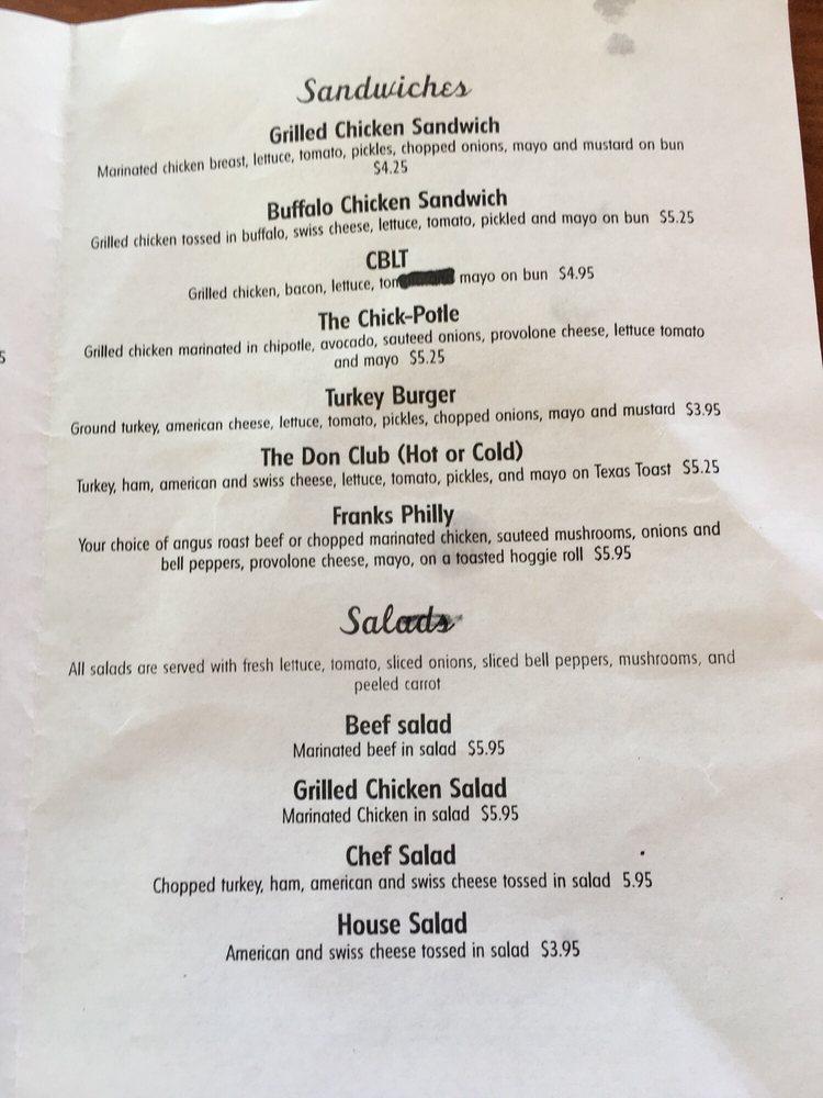 Menu at Don Burger restaurant, Garland