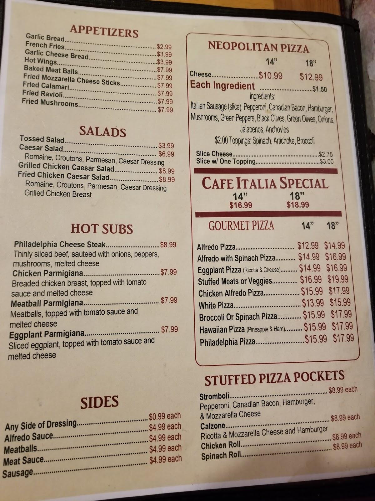 Menu at Cafe Italia, Corpus Christi, S Staples St #200