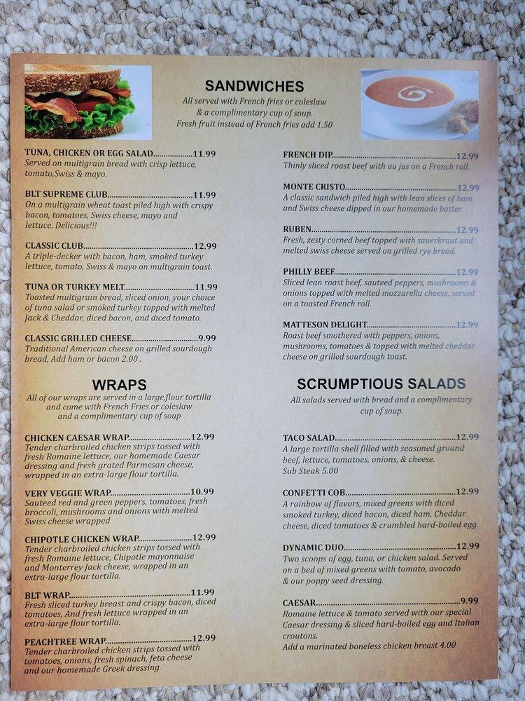 Menu at Peachtree Cafe, Matteson
