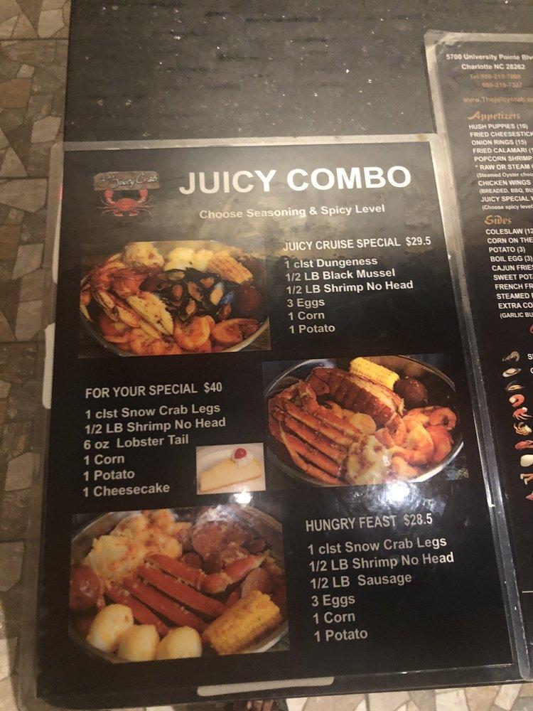 Menu at The Juicy Crab restaurant, Charlotte