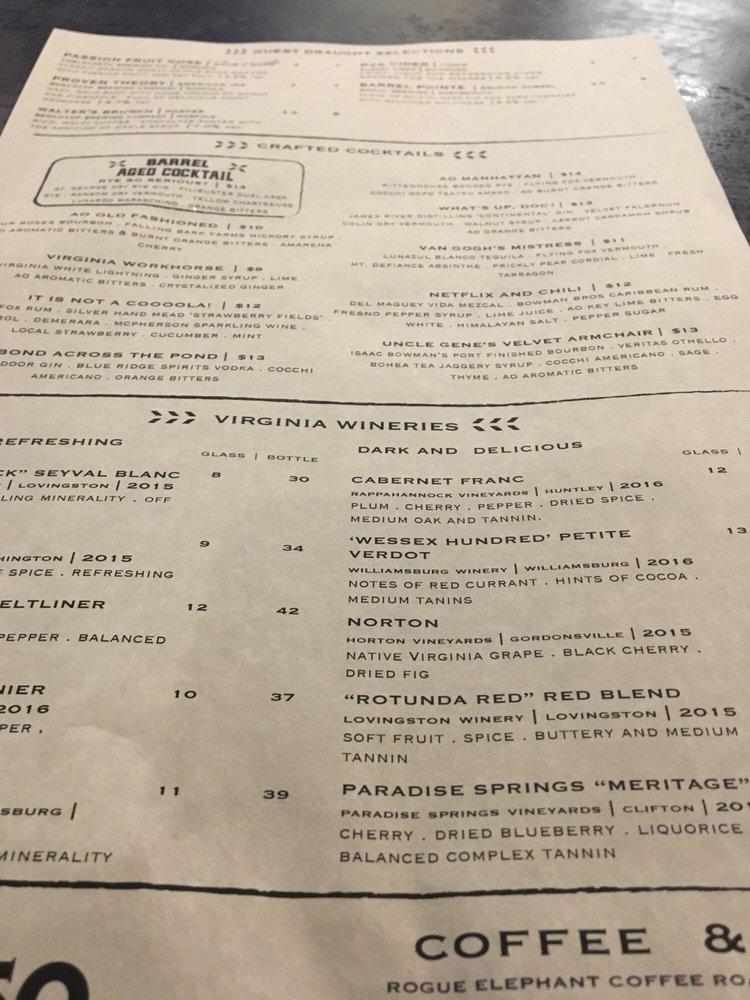 Menu at Amber Ox Public House, Williamsburg