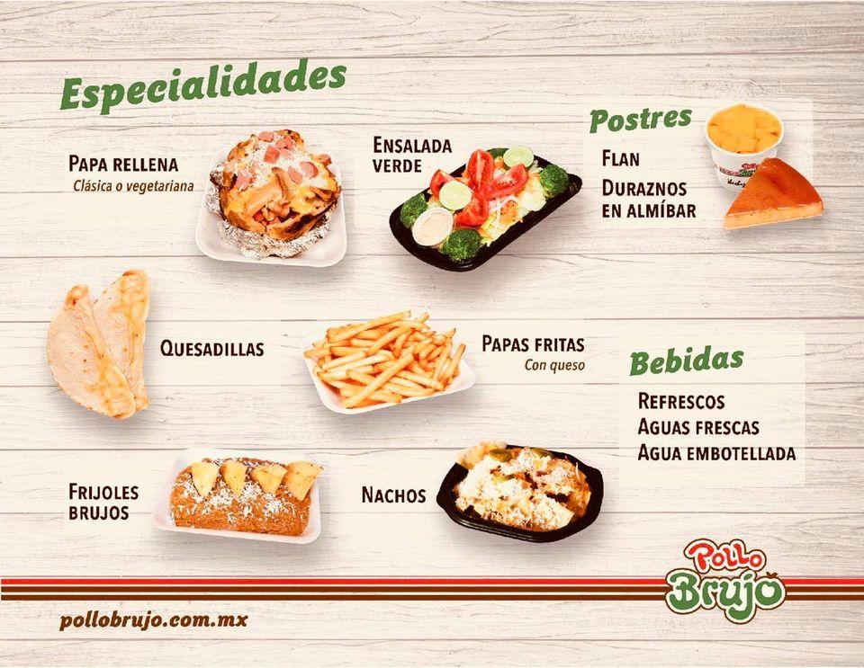 Carta del restaurante Pollo Brujo, Ocotlán del Morelos