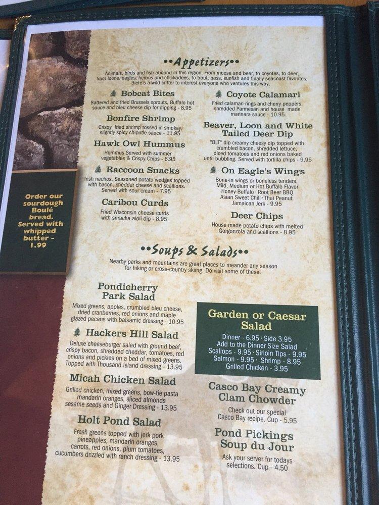 Menu at Campfire Grille restaurant, Bridgton, 518 Portland Rd