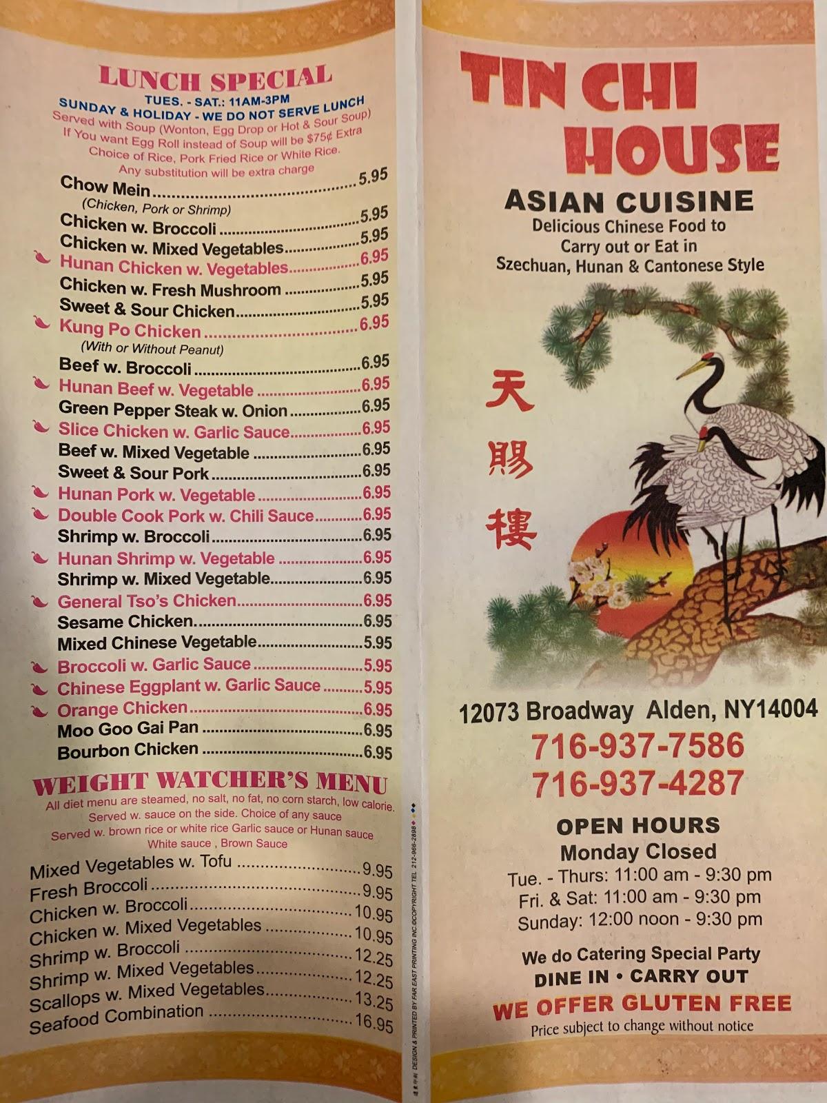 Menu at TINCHI HOUSE INC restaurant, Alden